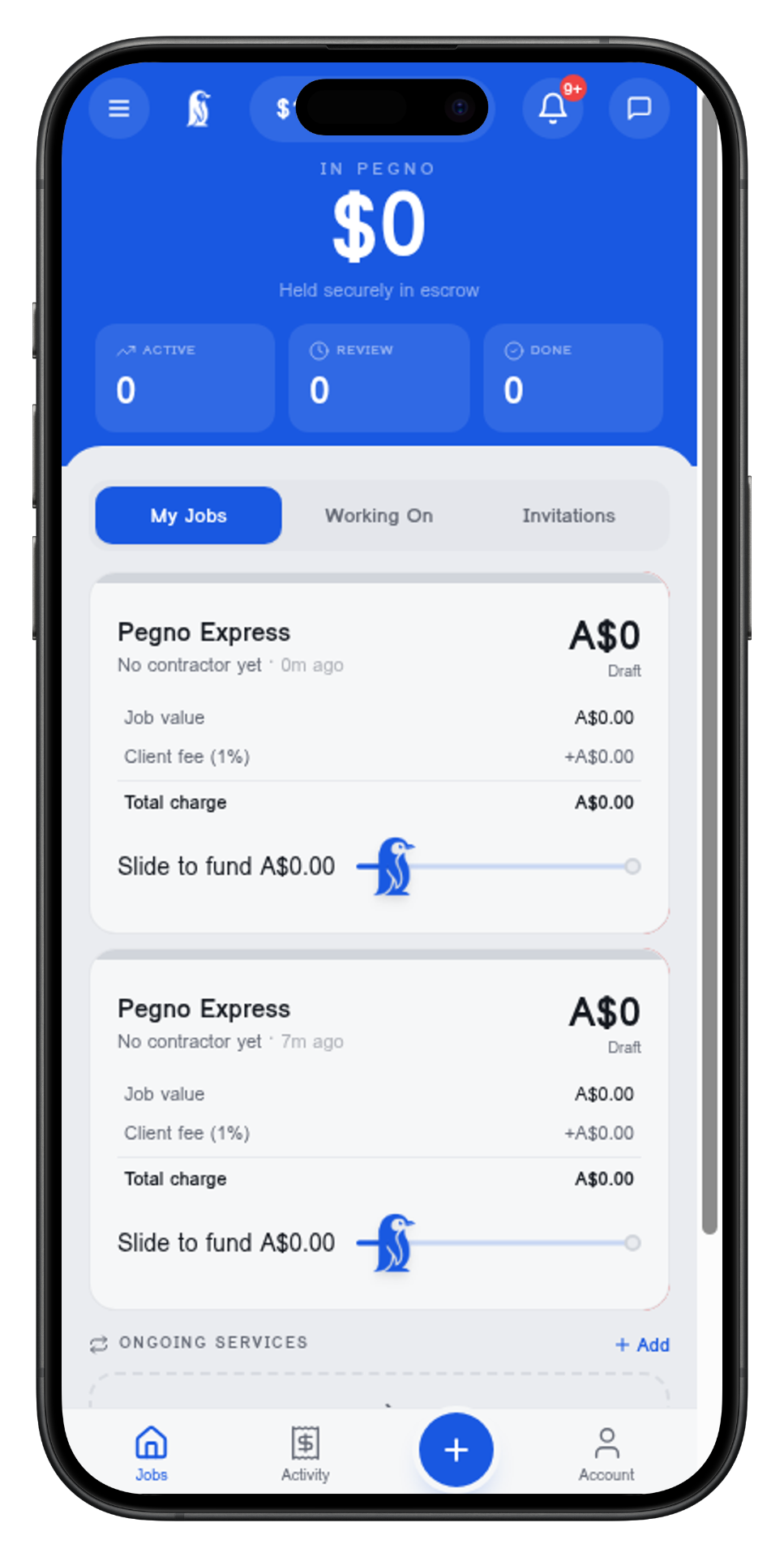 Track jobs in your dashboard