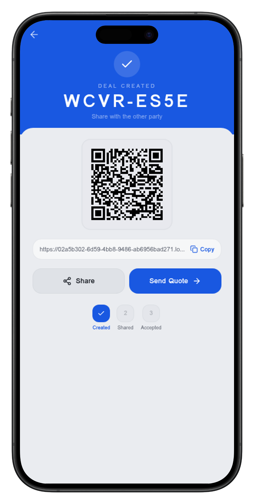 Share deal via QR code